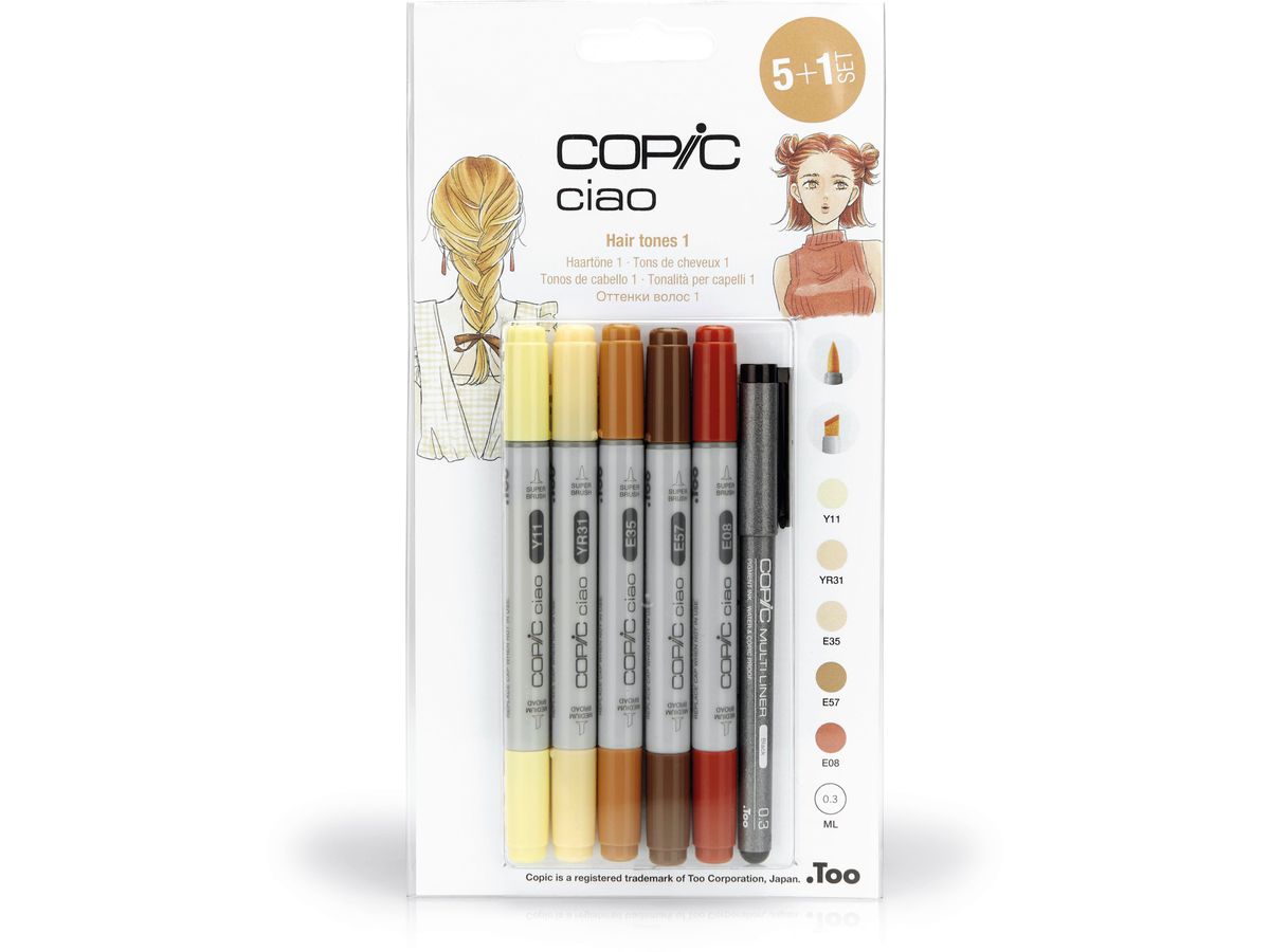 COPIC Marker ciao, 5+1 Set "Hair Tones 1" (EAN: 4013695265322)