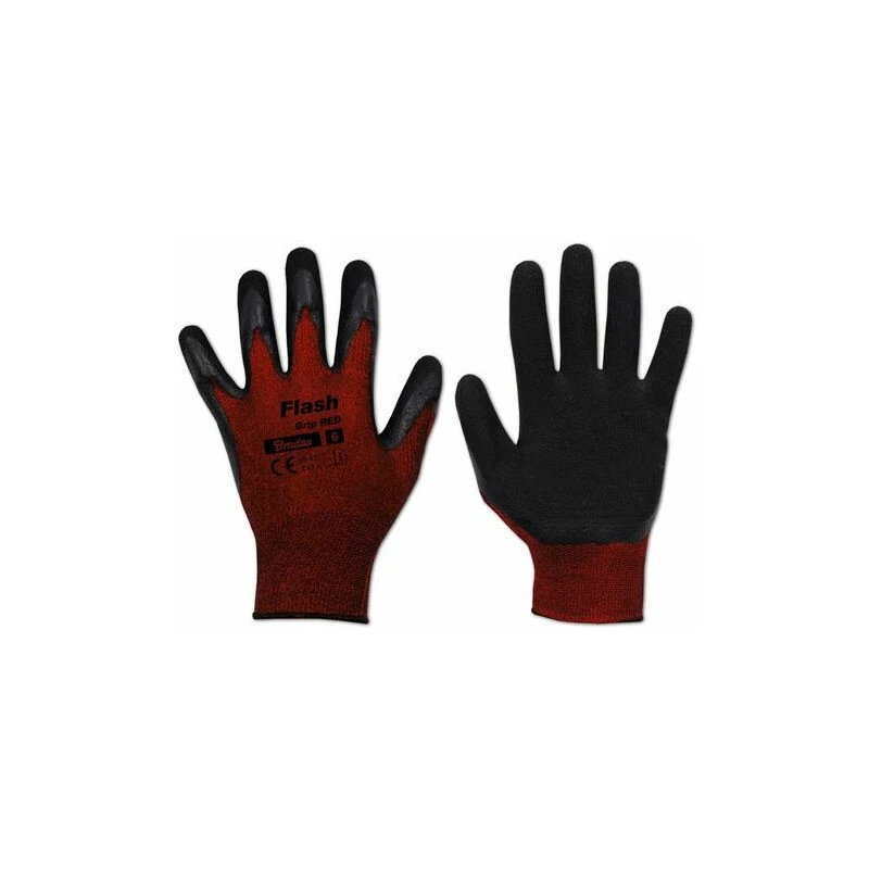 Bradas Arbeitshandschuh Flash Grip RED, schwarz/rot, S (EAN: 5907544431725)