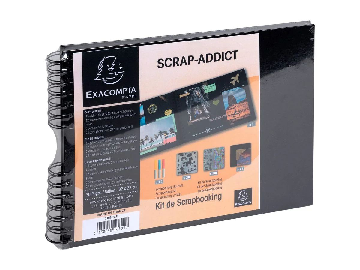 EXACOMPTA Scrapbooking-Set SCRAP ADDICT, schwarz (EAN: 3130630168010)