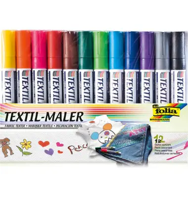 folia Textilmarker, 12er Set, farbig sortiert (EAN: 4001868032048)