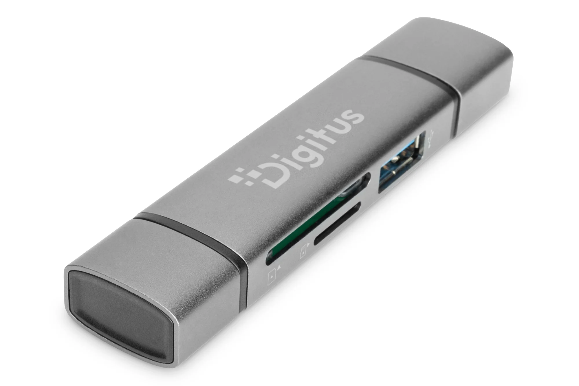 DIGITUS Dual Card Reader Hub USB-C / USB 3.0, OTG, grau (EAN: 4016032464464)