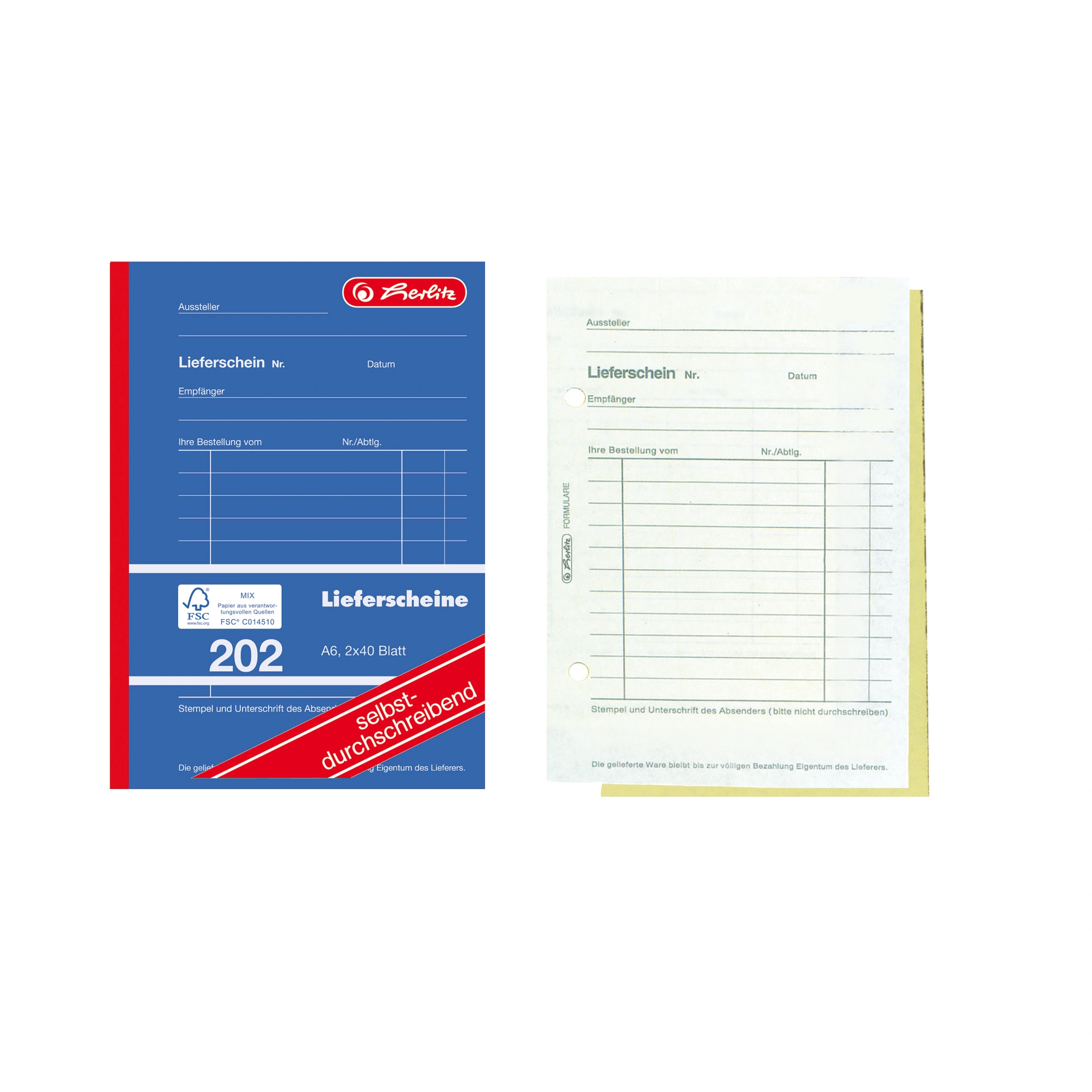 herlitz Formularbuch "Lieferschein 202", A6, 2 x 40 Blatt (EAN: 4008110883557)