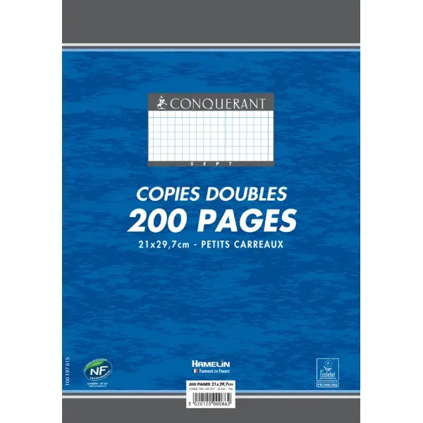 CONQUERANT SEPT Kanzleipapier, DIN A4, kariert, ohne Rand (EAN: 3020120000862)