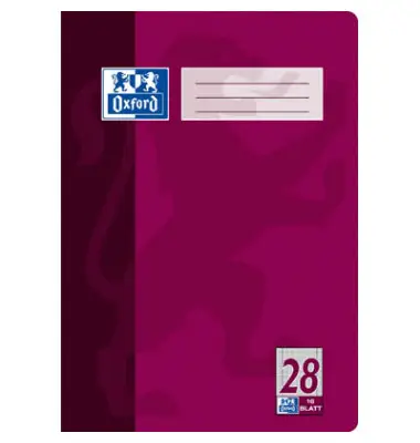 Oxford Schulheft, DIN A4, Lineatur 28 / kariert, 16 Blatt, bordeaux (EAN: 4006144581753)