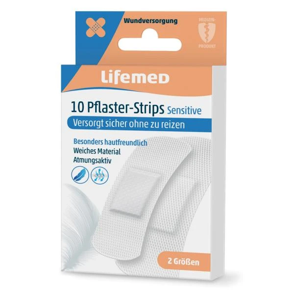 Lifemed Pflaster-Strips "Sensitive", weiß, 20er (EAN: 4251594200574)