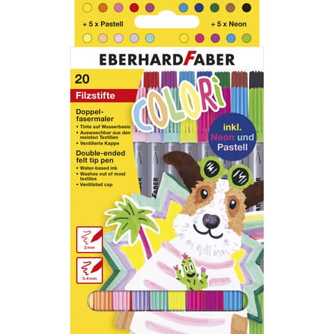 EBERHARD FABER Doppelfasermaler COLORI, 20er Kartonetui (EAN: 4087205500203)