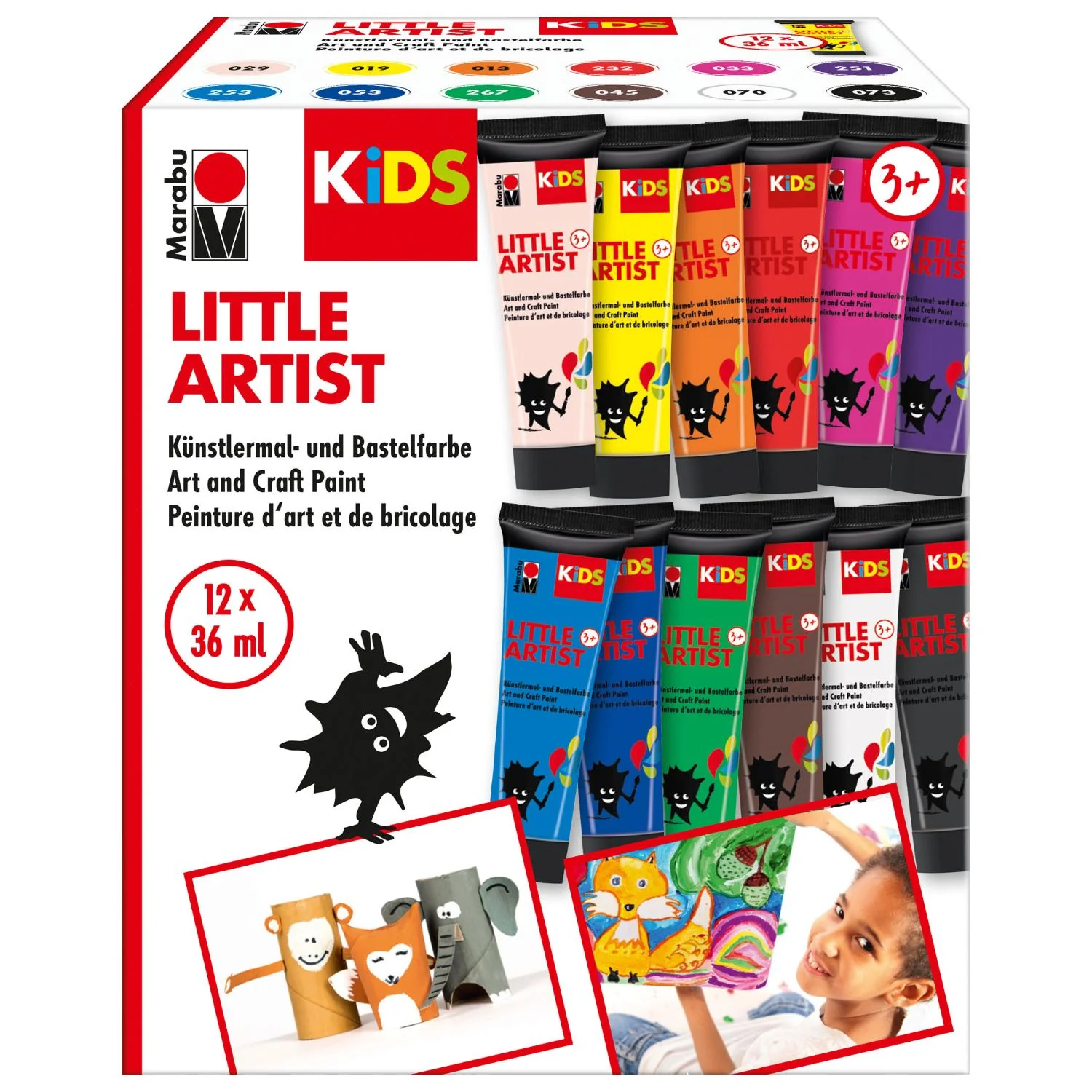 Marabu KiDS Bastelfarbe Little Artist, 36 ml, 12er Set (EAN: 4007751960924)