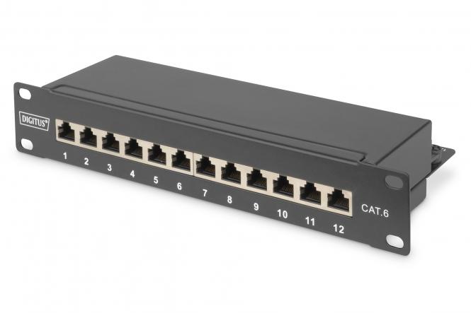 DIGITUS 10" Patch Panel Kat.6, Klasse E, 12 x RJ45, 1 HE (EAN: 4016032241591)