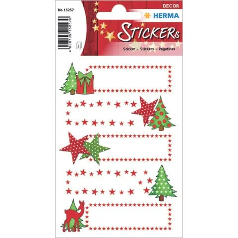 HERMA Weihnachts-Sticker DECOR "Sterne & Tanne", beglimmert (EAN: 4008705152570)