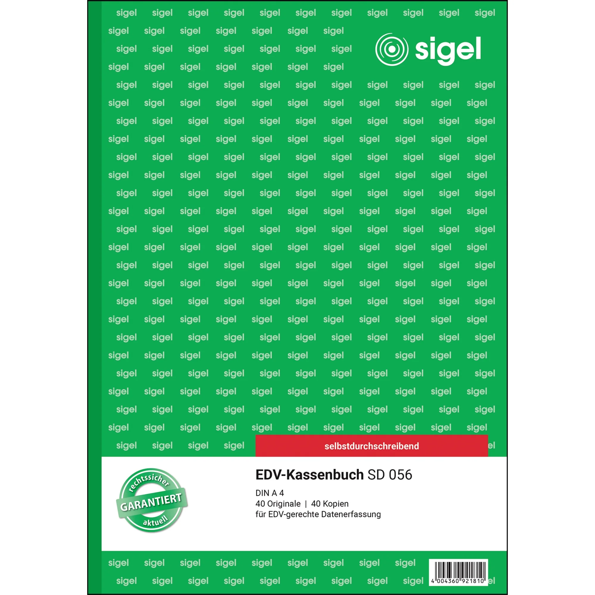 sigel Formularbuch "Kassenbuch für EDV-Erfassung", A4 (EAN: 4004360921810)
