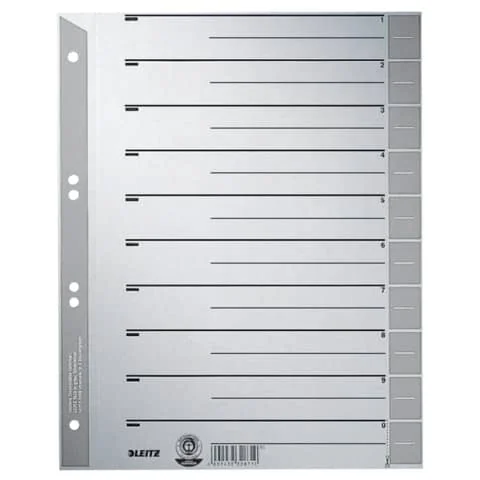 LEITZ Trennblätter, A4 Überbreite, Kraftkarton 230g/qm, grau (EAN: 4002432328734)