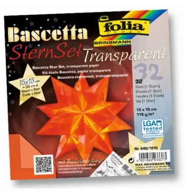 folia Faltblätter Bascetta-Stern, orange-transparent (EAN: 4001868033373)