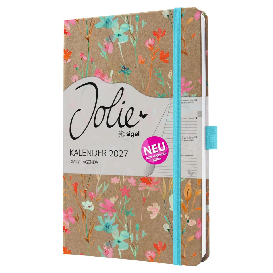 sigel Buchkalender Jolie Pure 2027 "Blue Floral Serenity" (EAN: 4004360763465)