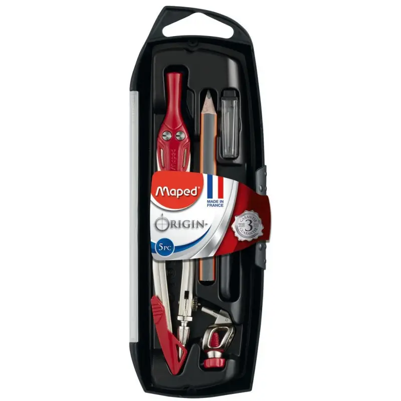 Maped Zirkelkasten Origin, 5-teilig, farbig sortiert (EAN: 3154143058125)