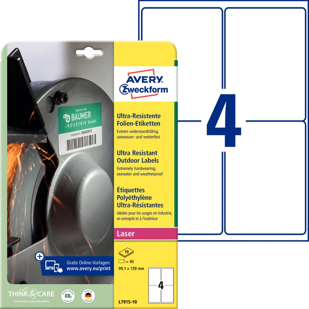 AVERY Zweckform Ultra-Resist. Folien-Etiketten, 99,1x139 mm (EAN: 4004182068045)