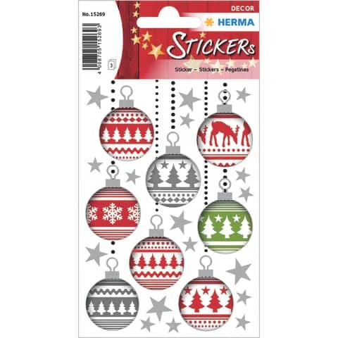 HERMA Weihnachts-Sticker DECOR "Christbaumkugeln" (EAN: 4008705152693)