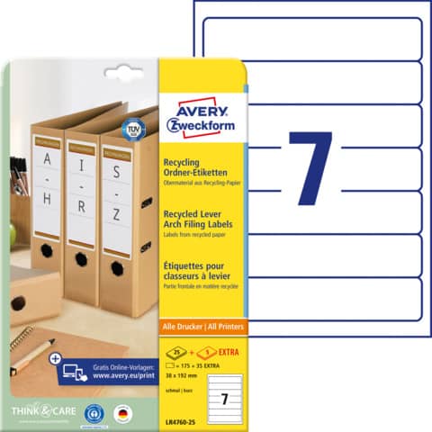 AVERY Zweckform Recycling Ordnerrücken-Etiketten, 38 x 192mm (EAN: 4004182062050)