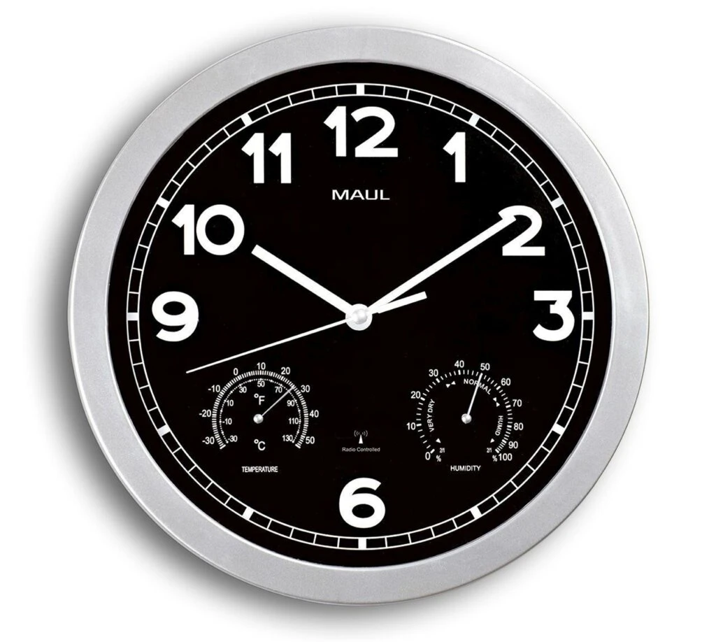 MAUL Wanduhr/Funkuhr MAULdrive, Durchmesser: 300 mm, silber (EAN: 4002390065740)