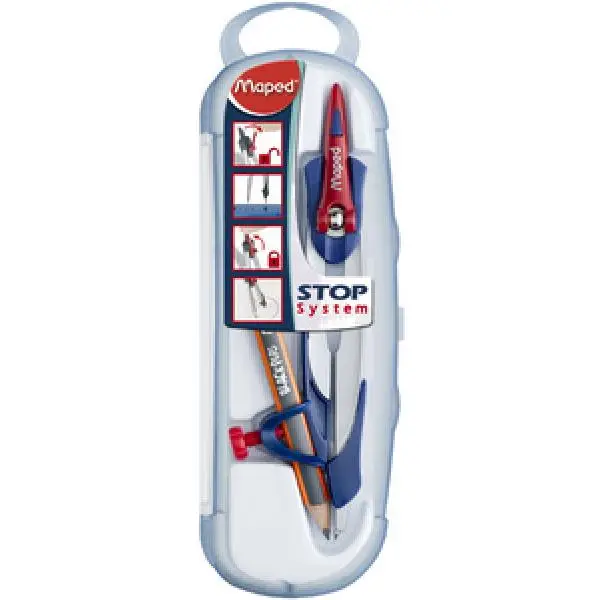 Maped Zirkelkasten Stop System mit Adapterring, sortiert, blau und grau (EAN: 3154141965104)