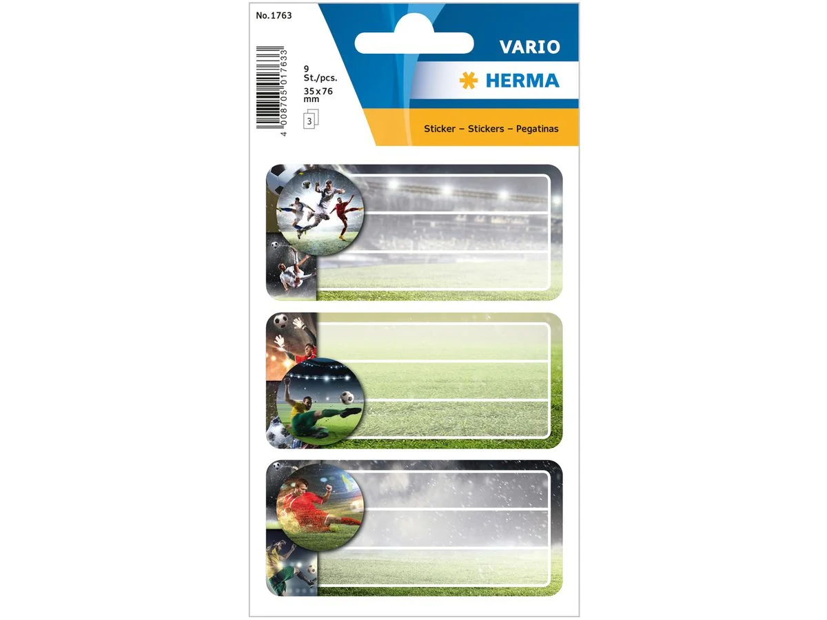 HERMA Buchetiketten "Football", beglimmert (EAN: 4008705017633)