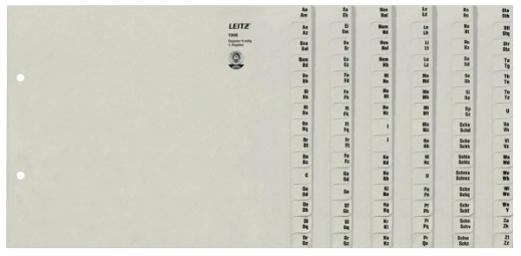 LEITZ Tauenpapier-Register, A-Z, für 6 Ordner, grau (EAN: 4002432328499)