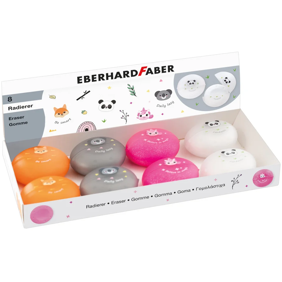 EBERHARD FABER Kunststoff-Radierer Animal, 8er Display (EAN: 4087205854191)