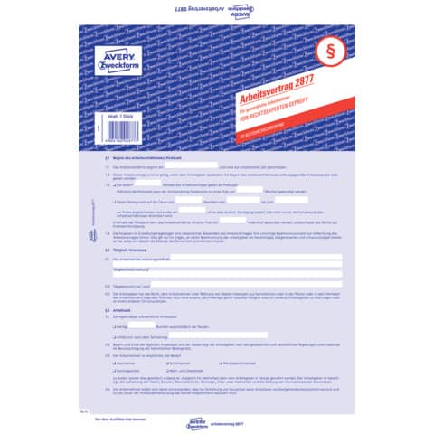 AVERY Zweckform Vordruck "Arbeitsvertrag", A4, für gewerbl. (EAN: 4004182028773)