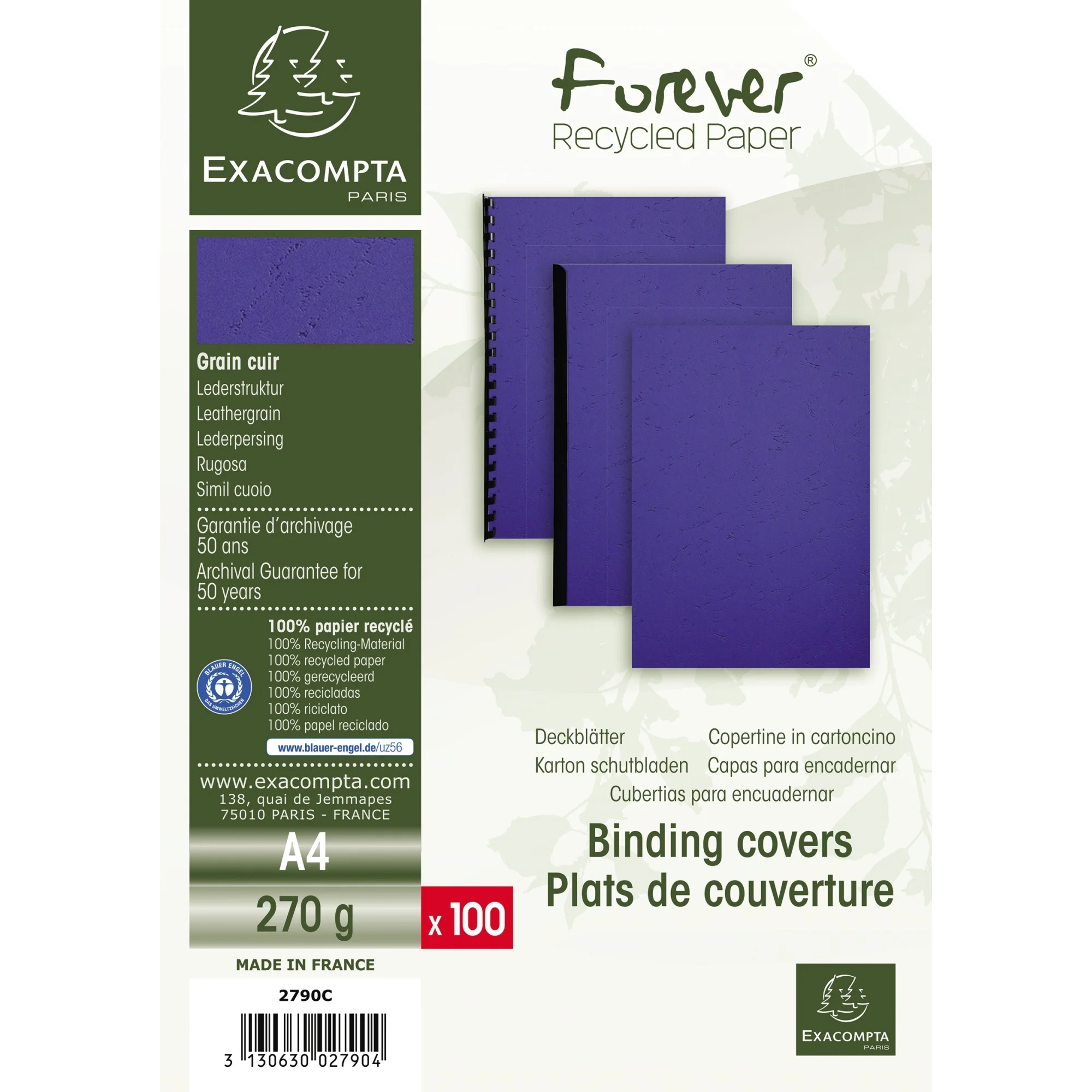 EXACOMPTA Einbanddeckel FOREVER, DIN A4, dunkelblau (EAN: 3130630027904)
