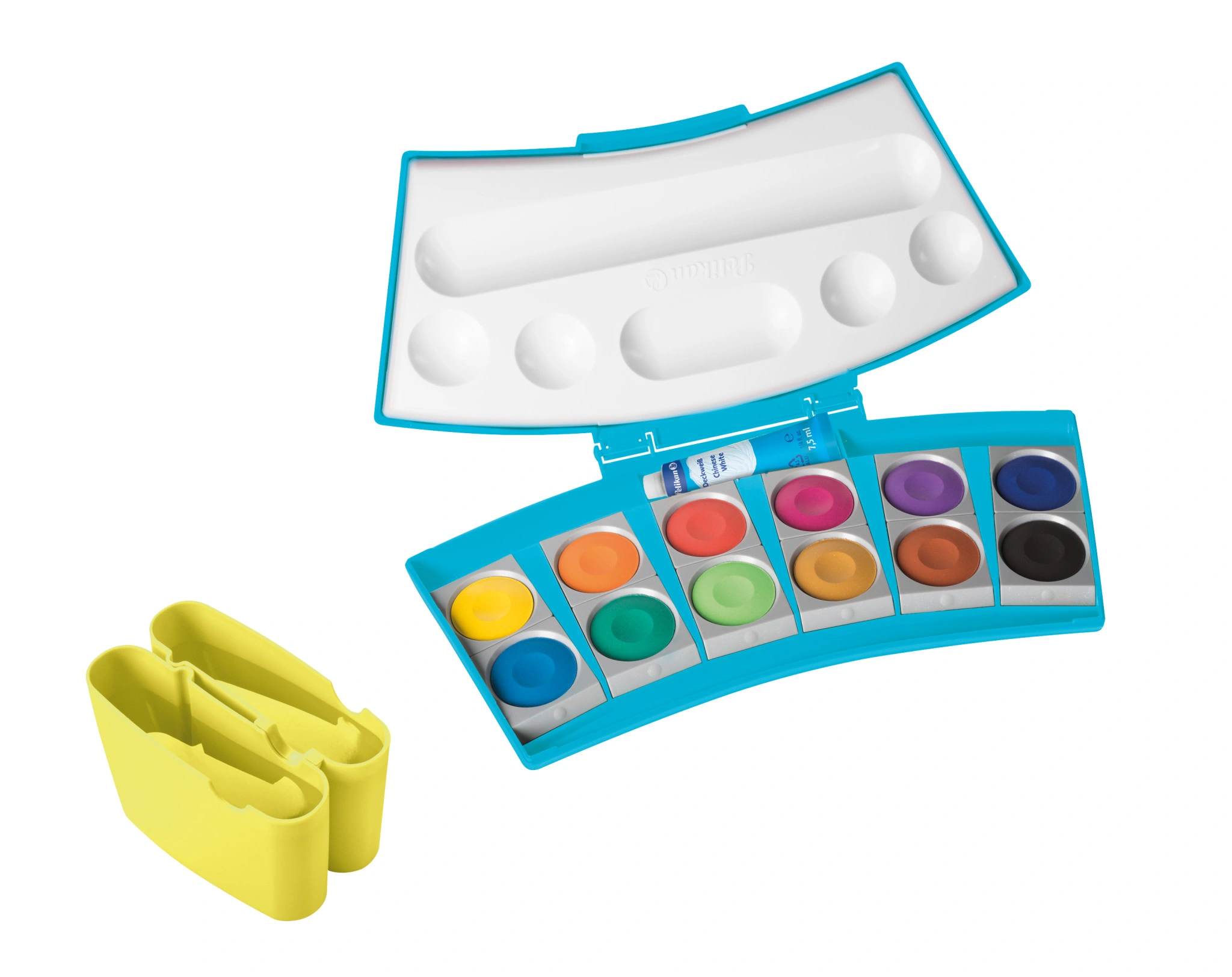 Pelikan Deckfarbkasten ProColor 735, 12 Farben, türkis/gelb (EAN: 4012700701206)