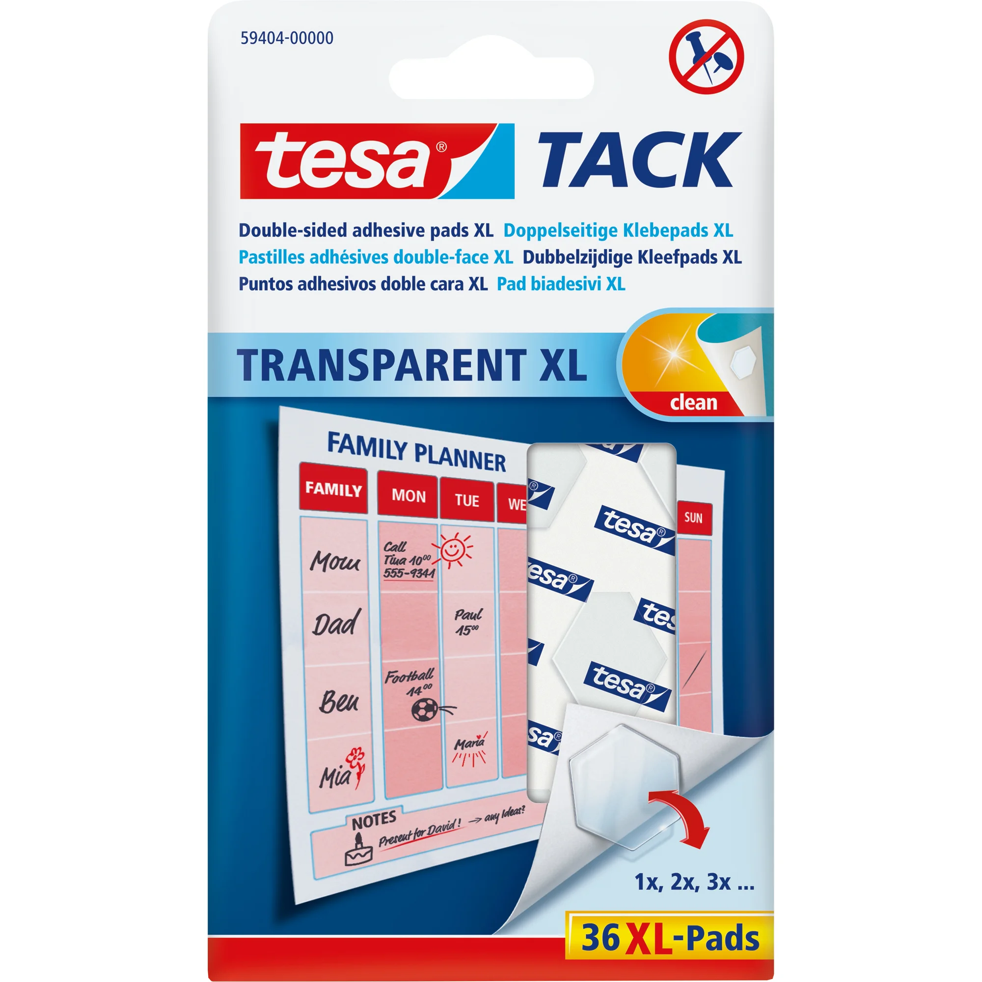 tesa TACK Klebepads XL, transparent, beidseitig klebend (EAN: 4042448361547)