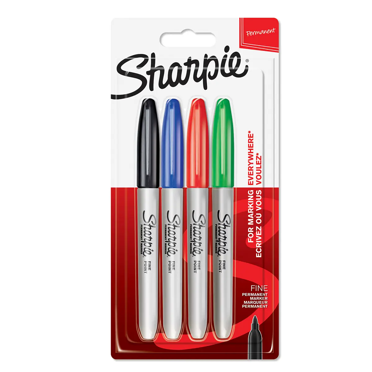 Sharpie Permanent-Marker FINE, 4er Blisterkarte (EAN: 3501179858586)