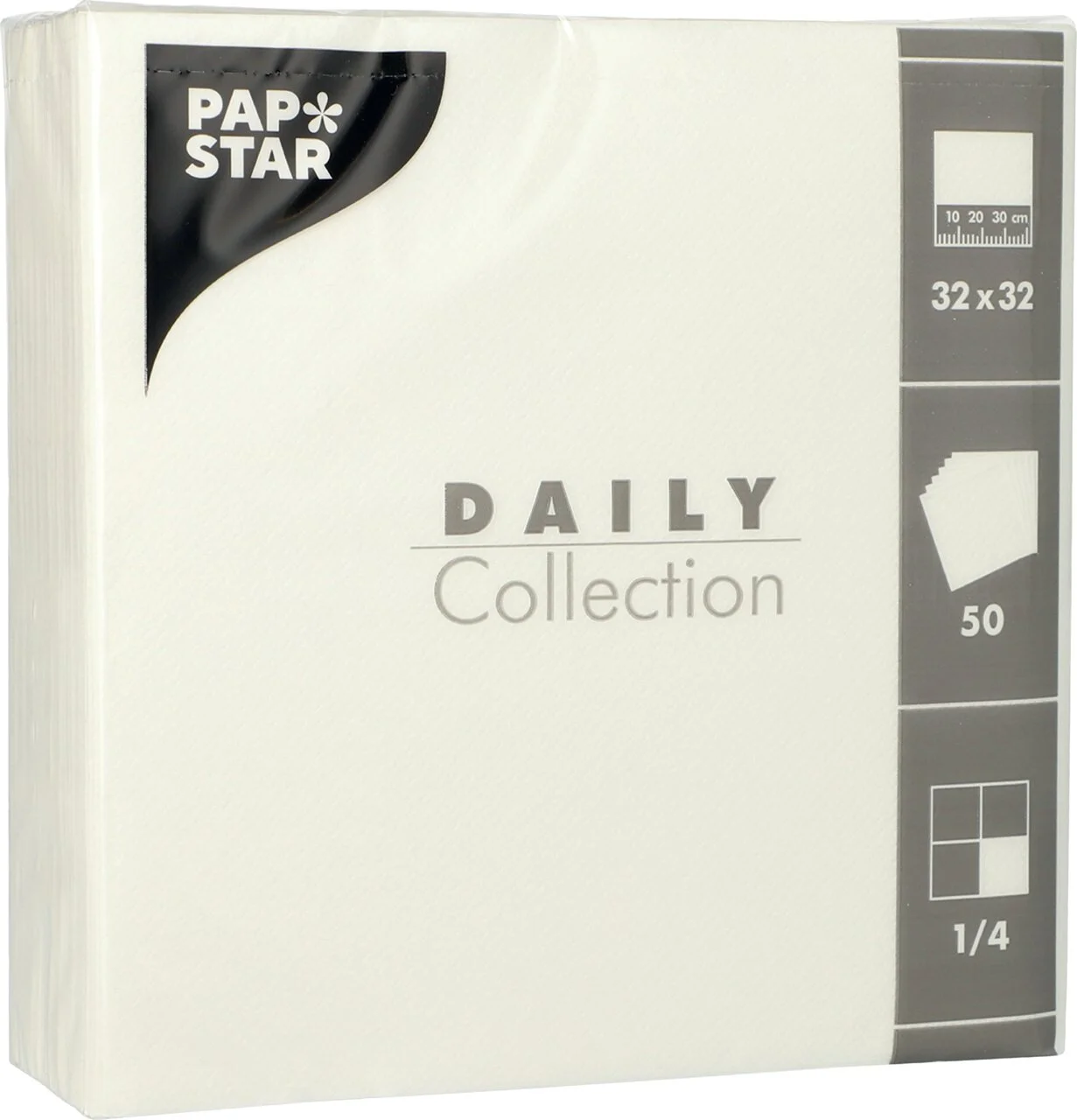PAPSTAR Lunch-Servietten, 320 x 320 mm, 3-lagig, weiß (EAN: 4002911695203)
