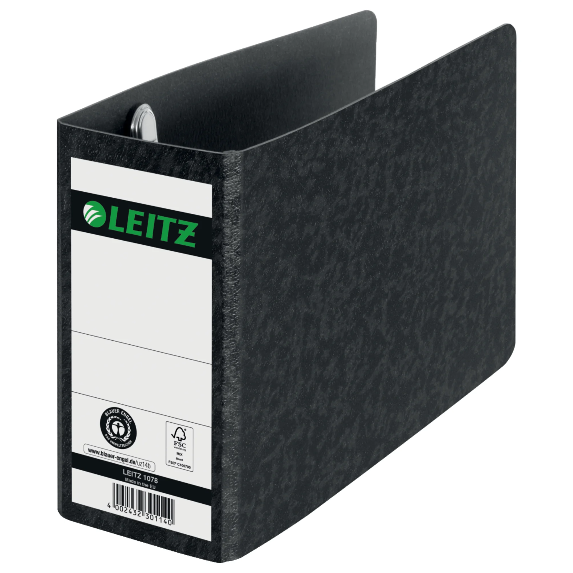 LEITZ Hartpappe-Ordner, 180 Grad, DIN A6 quer, 75 mm,schwarz (EAN: 4002432301140)