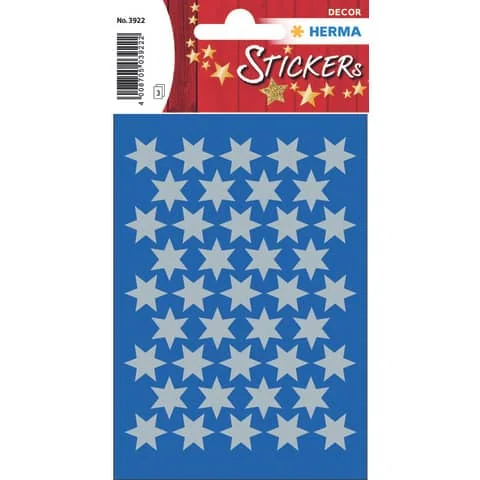 HERMA Weihnachts-Sticker DECOR "Sterne", 14 mm, silber (EAN: 4008705039222)