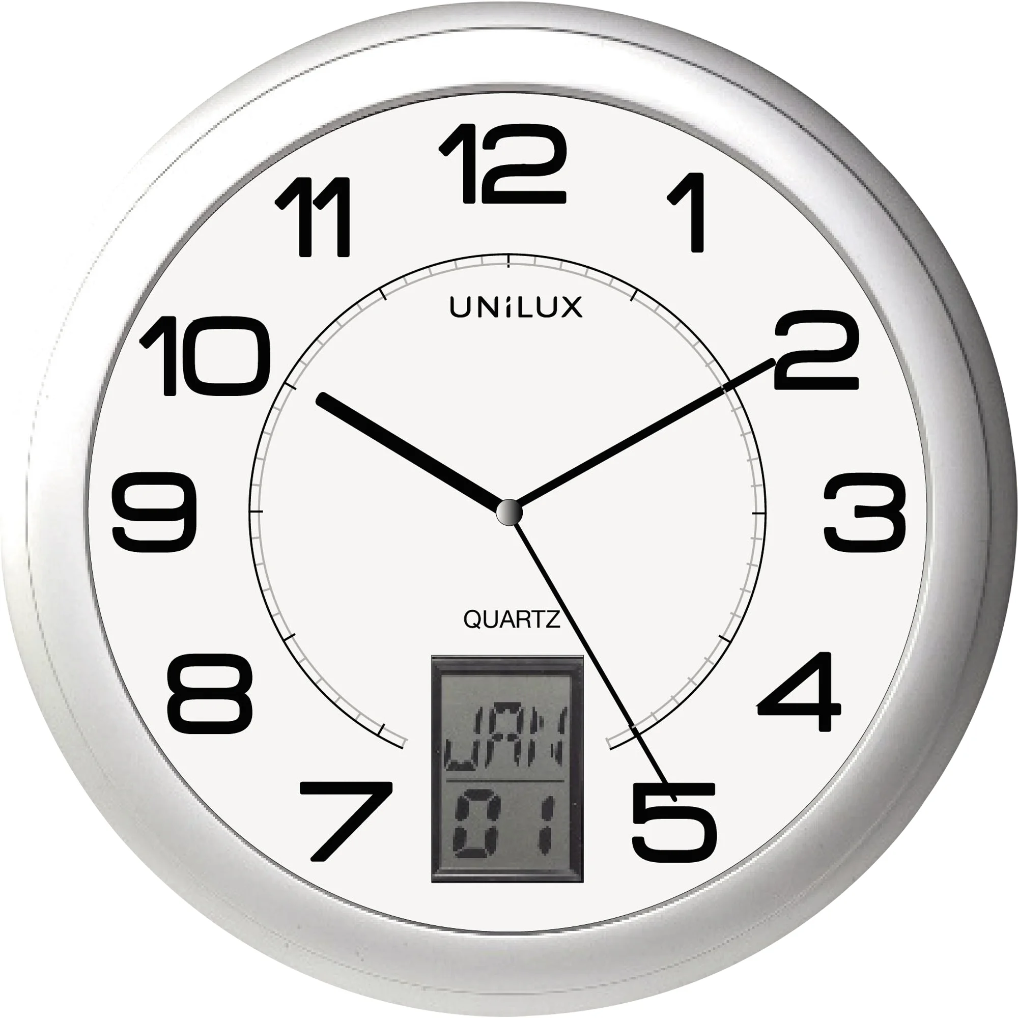 UNiLUX Wanduhr / Quarzuhr "INSTINCT", Durchm.: 305mm, silber (EAN: 3595560007929)