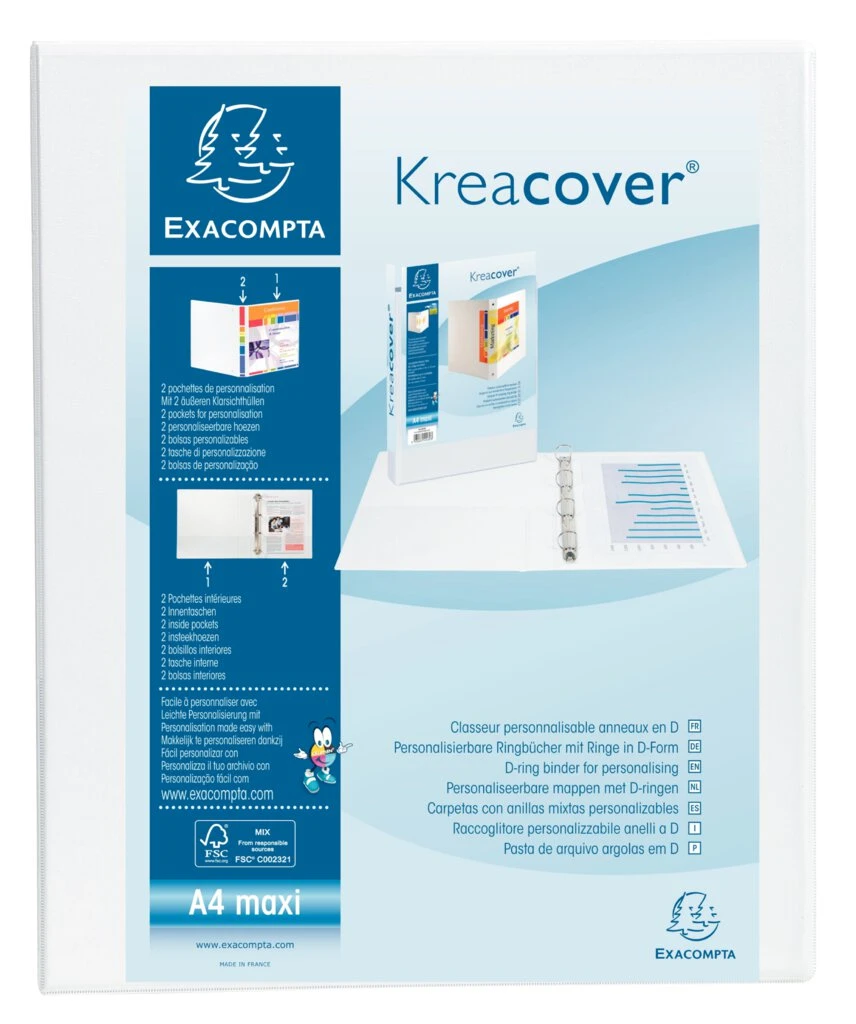 EXACOMPTA Präsentations-Ringbuch, A4 Maxi, weiß, 4D-Ring (EAN: 3130630519416)
