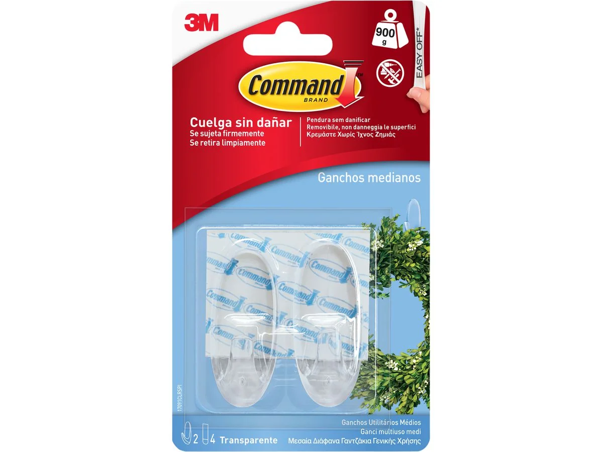 3M Command Haken, oval, Kunststoff, transparent, Größe: M (EAN: 4046717088005)