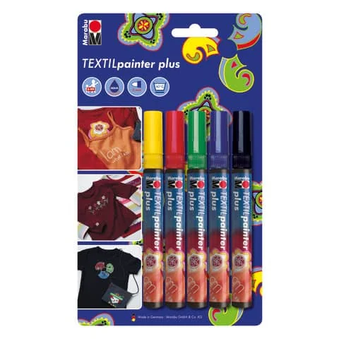 Marabu Textilmarker "Textil Painter Plus", 5er Blister, farbig sortiert (EAN: 4007751515728)