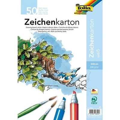 folia Zeichenkarton, DIN A4, 200 g/qm, weiß (EAN: 4001868086003)