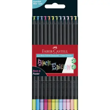 FABER-CASTELL Dreikant-Buntstifte Black Edition, 12er Etui (EAN: 4005401164104)