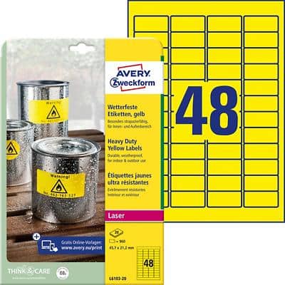 AVERY Zweckform Folien-Etiketten, 45,7 x 21,2 mm, gelb (EAN: 4004182061039)