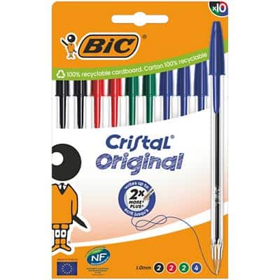 BIC Kugelschreiber Cristal Original, sortiert,10er Kartonbox (EAN: 3086123734760)