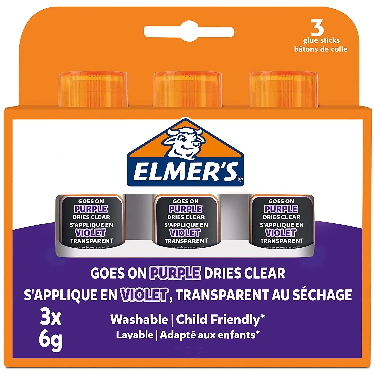 ELMER'S Klebestift Disappearing Purple, 6 g, 3er Blister (EAN: 3026981366130)
