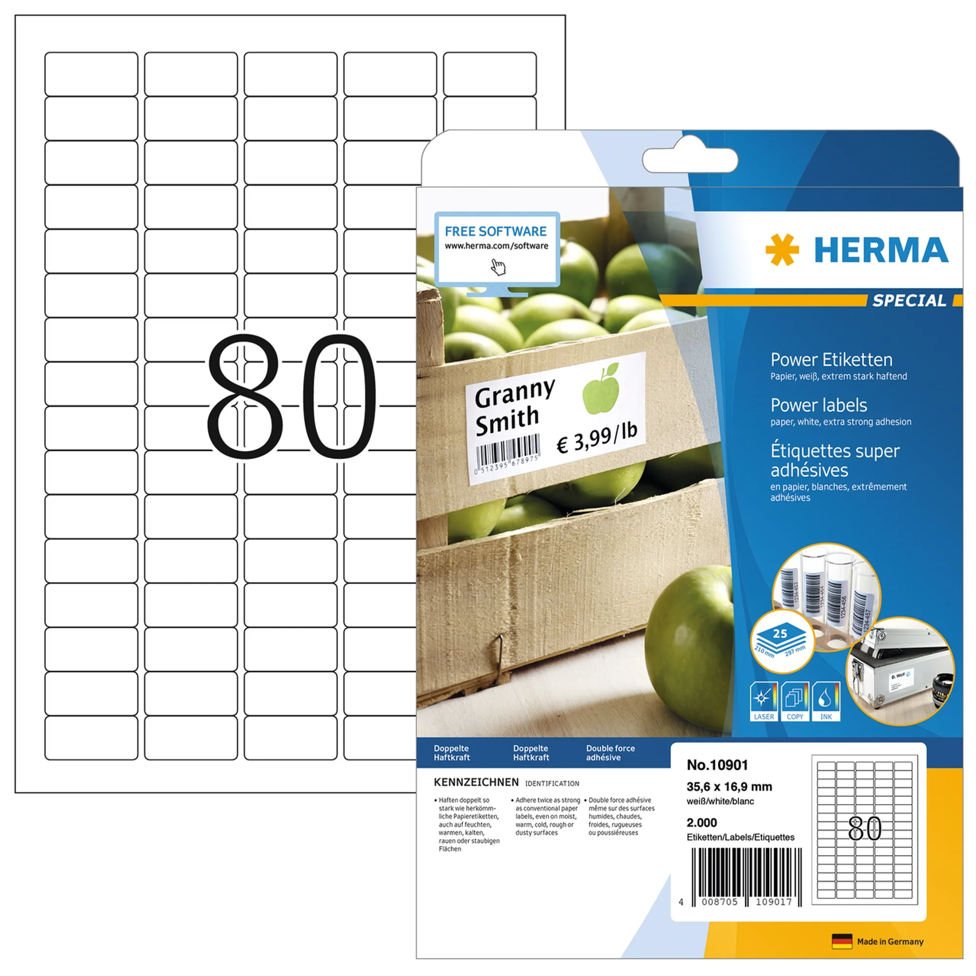 HERMA Power Etiketten SPECIAL, 35,6 x 16,9 mm, weiß (EAN: 4008705109017)
