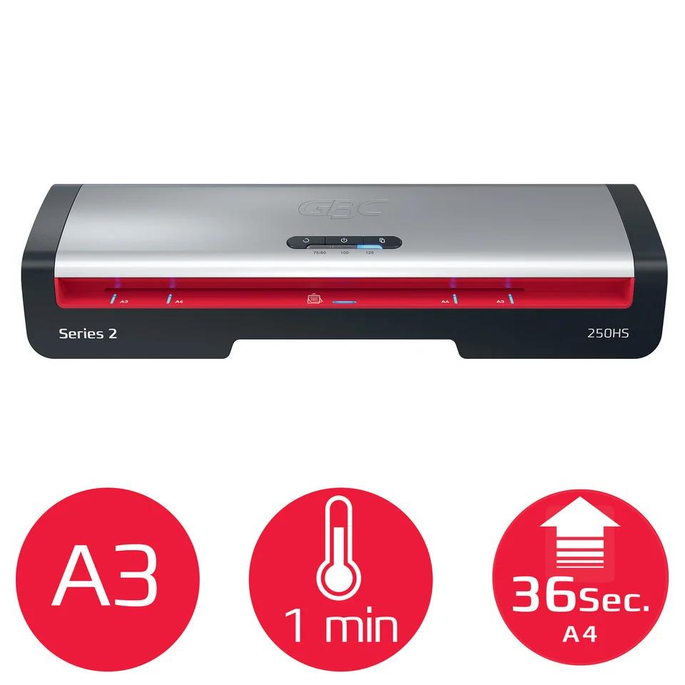 GBC Laminiergerät 250HS, bis DIN A3, schwarz/silber/rot (EAN: 5028252645577)