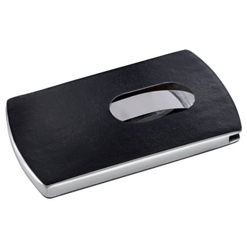 sigel Visitenkarten-Etui "Snap", Lederoptik, silber/schwarz (EAN: 4004360833717)