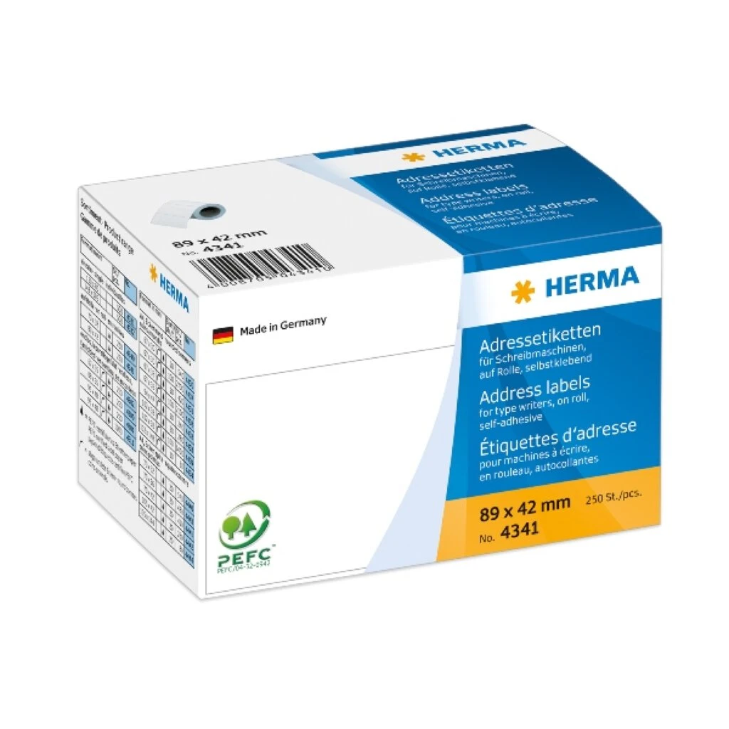 HERMA Adress-Etiketten, 89 x 42 mm, endlos, weiß (EAN: 4008705043410)