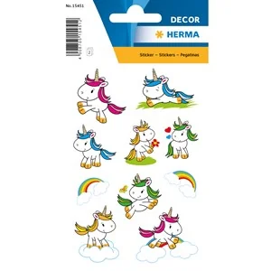 HERMA Sticker DECOR "Baby Einhorn", beglimmert, bunt bedruckt (EAN: 4008705154512)