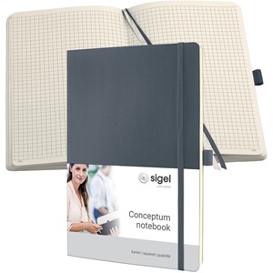 sigel Notizbuch Conceptum, DIN A4, kariert, grau (EAN: 4004360836558)