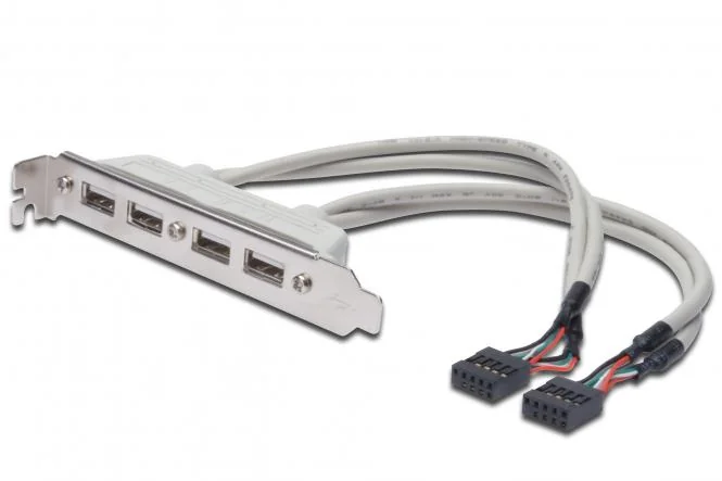 DIGITUS USB 2.0 Slotblech, 4 x USB Port, 0,25 m, beige (EAN: 4016032283454)